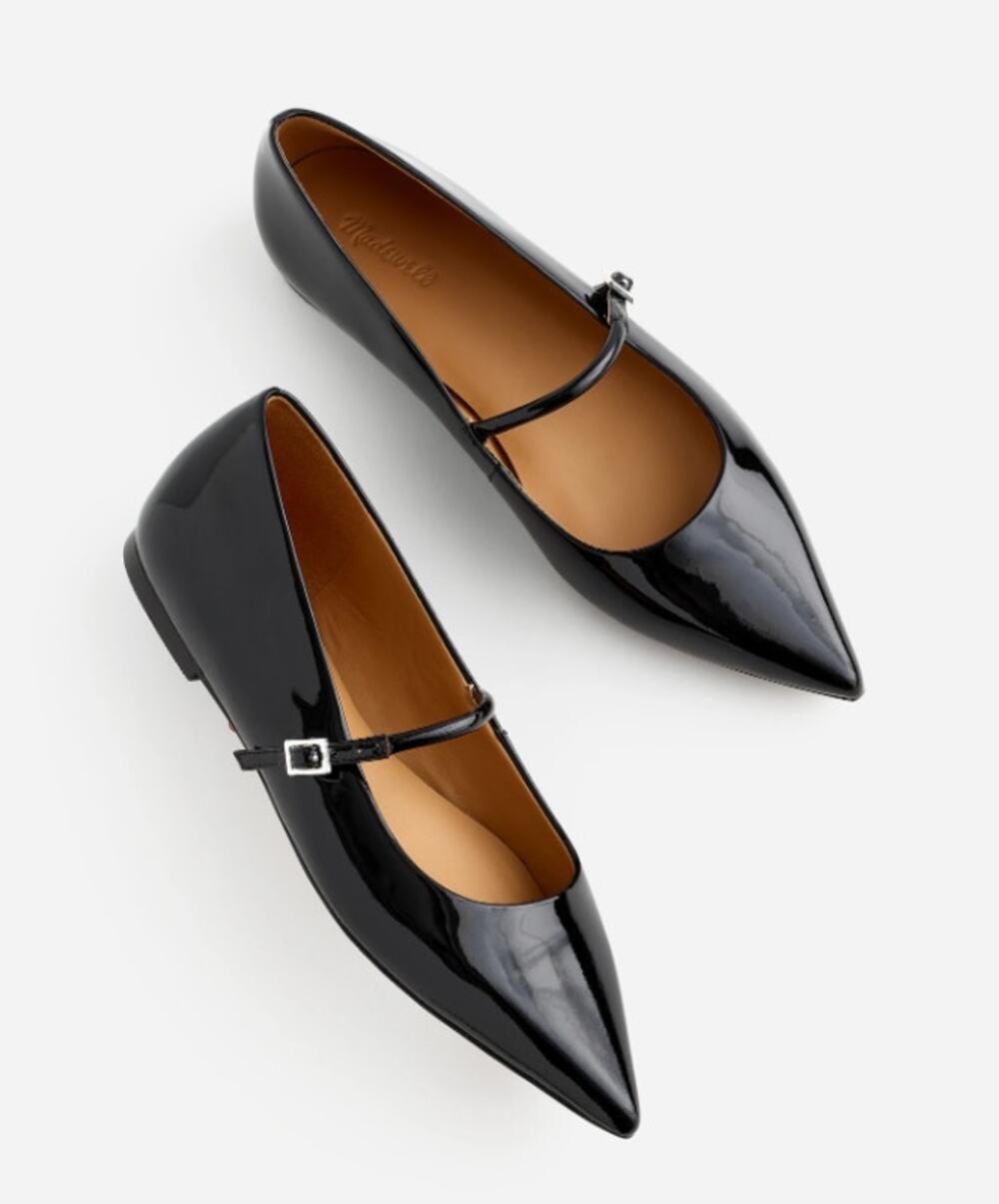 Madewell Elsie Mary Jane Flats Black Patent Leather Pointed Toe Balletcore Chic